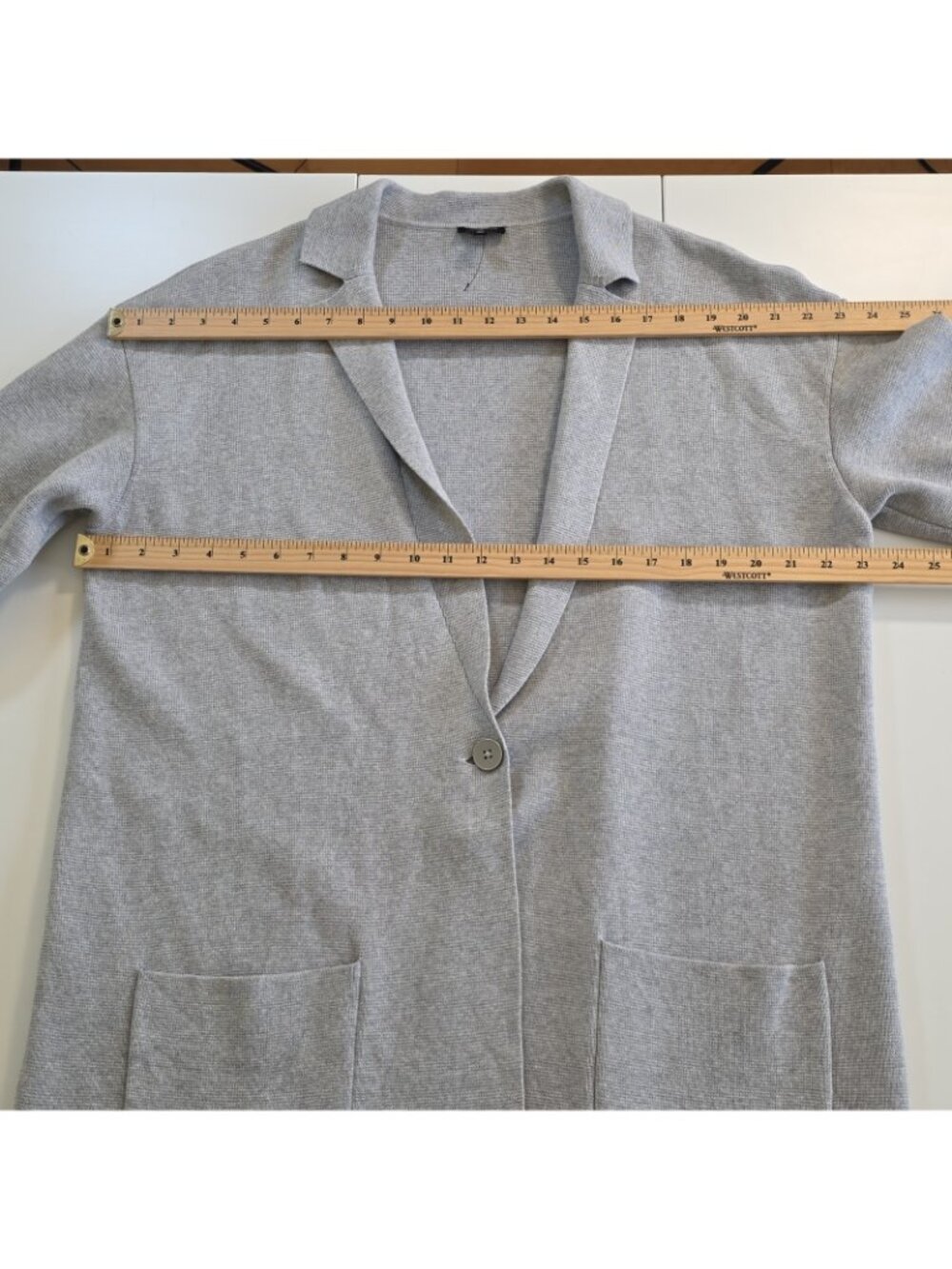 Talbots Women XL Grey Knit Sweater Blazer Coatigan Single Button Pocket Cardigan - Picture 5 of 16